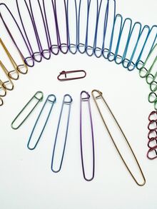 6pcs Large Colorful Aluminum Safety Pins, Lightweight Rust-Resistant Pins For Knitting, Sewing, Clothing DIY Crafts - Multicolor - View 2