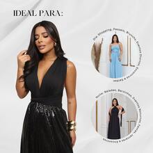 Women's Long Dress Various Ways To Use Multipurpose Infinity Tie Party Graduation Elegant - Black Sequin - View 5