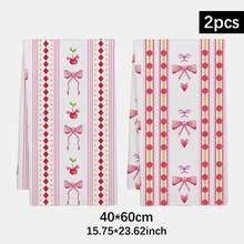 2条粉色水彩樱花蝴蝶结图案厨房毛巾，40*60厘米，柔软超细纤维材质，适用于家庭、厨房、餐厅、户外露营、桌面清洁、洗碗，节日礼物 - 彩色 - 查看 10