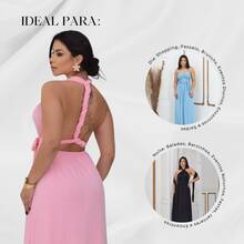 Women's Long Dress Various Ways To Wear Infinity Tie Party Graduation Wedding Baptism - 淺粉色 - 查看 5