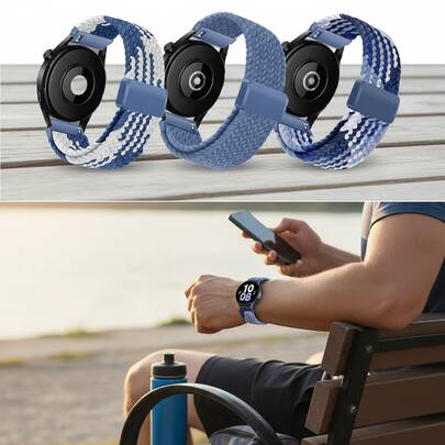 3Pcs Nylon Elastic Stretchy Magnetic Clasp Compatible With Samsung Galaxy Watch7 6 5 4/Active2/6 Classic/4 Classic Band,18/20/22mm Sport Briaded Loop Compatible With Huawei Watch GT, Amazfit GTS, Polar Unite / Grit X/Vantage V3 M2, Garmin Watch,Breathable Fashion Nylon Watch Band Compatible With Apple Watch Band 38mm 40mm 41mm 42mm 44mm 45mm 46mm 49mm For Woman Man,Compatible With Apple Watch Ultra3/2/1 Series11 10 9 8 7 6 5 4 3 2 1 SE