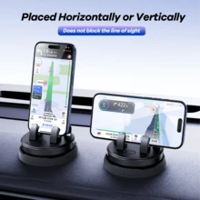 REMAX Car Phone Mount, 360° Rotation & Tilt Adjustment, Vertical/Horizontal View, Stable Vibration-Free Hold, Universal Compatible Car Accessory - Black - View 3