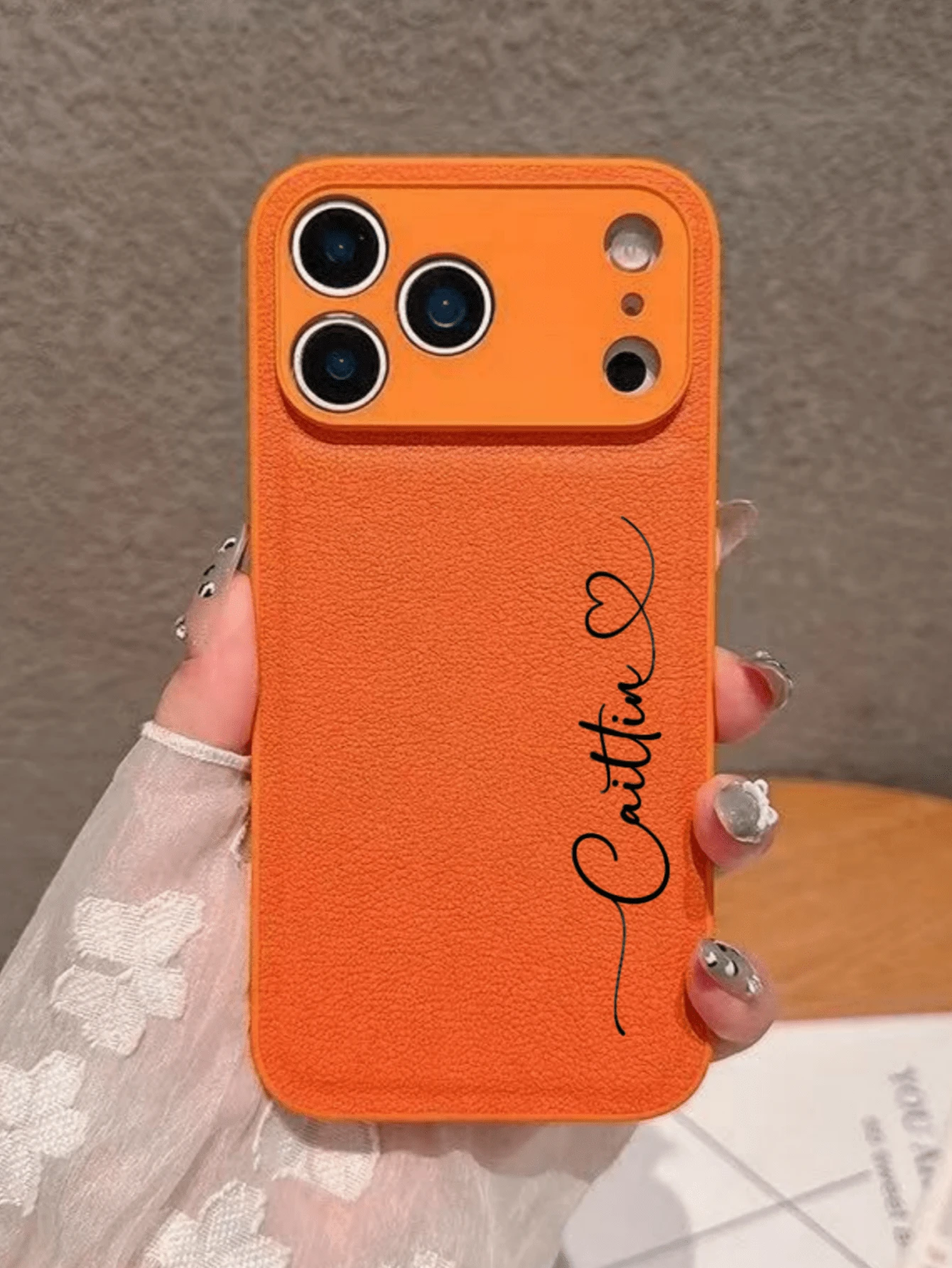 1 Piece Of Personalized Custom Phone Case, Compatible With IPhone 16,16plus,16Por,16Por Max,17, 17 Pro, 17 Pro Max. Luxury Korean Leather Anti-Shake Protective Case With Personalized Name, Carved And Hot-Stamped Technology Leather Case. A Holiday Gift For Lovers, Friends And Family, A Christmas Gift. - Pink - View 1