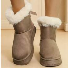 Women's Fleece-Lined Short Snow Boots, Beige - Warm, Soft-Soled, Comfortable & Non-Slip Winter Snow Boots, Plush Boots - Phiên bản nâng cấp màu be - Xem 4