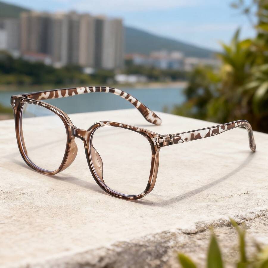 1pc Women's Fashion Square Frame Minimalist Glasses, Flattering No-Makeup Look