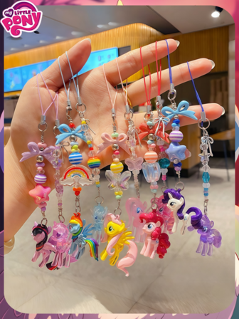  1 pieza Nueva cadena para móvil de My Little Pony, mini llavero mini, elegante cadena para móvil de pareja, colgador de mochila, regalo de fiesta, decoración de llavero de coche, múltiples patrones para elegir, llavero decorativo único