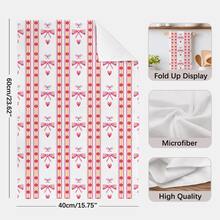 2条粉色水彩樱花蝴蝶结图案厨房毛巾，40*60厘米，柔软超细纤维材质，适用于家庭、厨房、餐厅、户外露营、桌面清洁、洗碗，节日礼物 - 彩色 - 查看 3