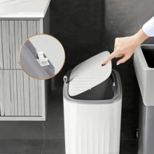 1pc White Trash Can, Lightweight Luxury Bathroom Tissue Box, 26*24cm With Lid, Suitable For Bathroom, Bedroom, Living Room, Office, Graduation Gift, Single Party Gift, Bridesmaid Gift, Father's Day Gift, Halloween Decor, Halloween Gift, Bridesmaid Proposal Gift - Multicolor - View 6