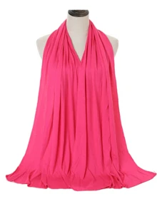1PC Women's New Plus Size Hijab Long Scarf Shawl Solid Color Casual Soft - Hot Pink - View 4