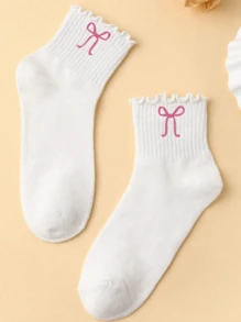 Loungeista 3 Paar Schleifenmuster Crew Socken, Lässig Alltagstragen, Herbst