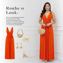 Women's Long Dress - Multiple Ways To Wear - Tie Detail - Infinity Style - Perfect For Parties, Graduations, Weddings, Christenings - 霓虹橙 - 查看 7