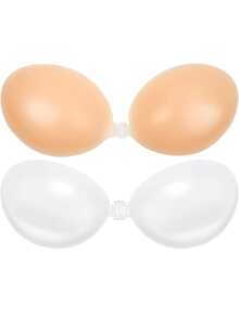 2 buc/set sutien invizibil din silicon fără bretele pentru femei, cu tampoane adezive, potrivit pentru rochii cu bretele spaghete și rochii de mireasă, efect de ridicare și susținere, sutien invizibil ușor și respirabil pentru vară