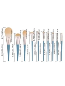 10pcs Essential Makeup Brush Set, Create Flawless Complexion, Includes High-Quality Synthetic Fiber Foundation Brush, Powder Brush, Concealer Brush, Eyeshadow Brush, Helps You Master Makeup Techniques. Painted Brush Handles, Ideal For Makeup Brush Set, Makeup Brush Kit, Complete Makeup Tools, Makeup Brush Set, Makeup Gift Set. - Blue - View 8