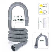 ZABE 10米/7米/5米/3米/2米/1.5米，通用洗衣机和洗碗机延长排水软管套件 - 多长度可调，口径0.78-1.5英寸 - 耐用，易于安装 - 配有U型支架、连接器和卡箍 - 适用于洗衣机、烘干机、厨房/洗衣房 - 灰色 - 查看 12