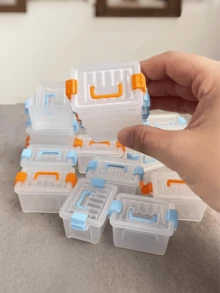 Mini Suitcase-Style Storage Boxes, Transparent Small Item Storage Cases, Small Storage Bins With Lids, Stackable Plastic Containers Colorful Bead Organizer Latch Box, Miniature Scene DIY Accessories, Model Scene Decorations/Photography Props, Miniature Landscape Handcraft Essentials, Holiday Gifting, Decorative Storage - Multicolor - View 2