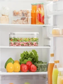 1 pieza Recipiente de almacenamiento de alimentos apilable de 1/3/4 capas con tapa, de plástico para almacenar carnes y verduras cocidas, adecuado para refrigeradores, fiambres, frutas, quesos y recipientes para barbacoa. Reutilizable, ideal para viajes escolares, viajes de trabajo y como un elemento esencial de la cocina. - Multicolor - Ver 3