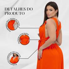 Women's Long Dress, Multiple Ways To Wear, Multi-Use, Tie-Front, Infinity Style, Party, Graduation, Elegant - Neon Orange - View 6
