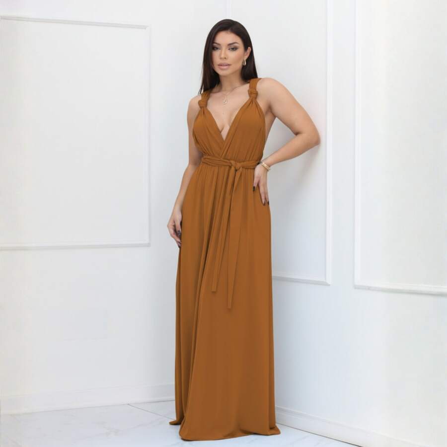 Women Dresses - Camel - View 1