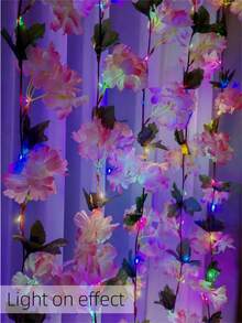 1pc 20-LED DIY Cherry Blossom Tree Lights - Bendable Battery-Operated Branches With Warm White Glow, Pink Floral Decor For Home, Weddings, Parties (AA Batteries Not Included), Cherry Blossom Themed Items, Party Ambiance, Wedding Decorations, Decorative Lighting, Batterypowered Lights - 彩色 - 查看 13