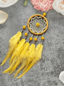 1件水晶珍珠捕梦网汽车挂件，手工波西米亚风汽车挂饰，创意礼物，时尚家居装饰捕梦网，适用于家居、婚礼、房间装饰 - 星芒車掛 - 查看 9