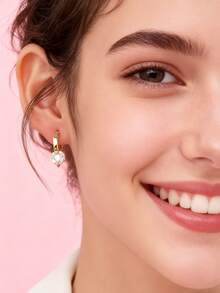 Artepollo 14K Gold Plated 925 Sterling Silver Shiny Zirconia Hoop Earrings For Girl, Hypoallergenic, Tarnish Resistant, Lightweight, Daily Jewelry, Gift Box Packaging, Great Gift For Girls - one-size - View 2