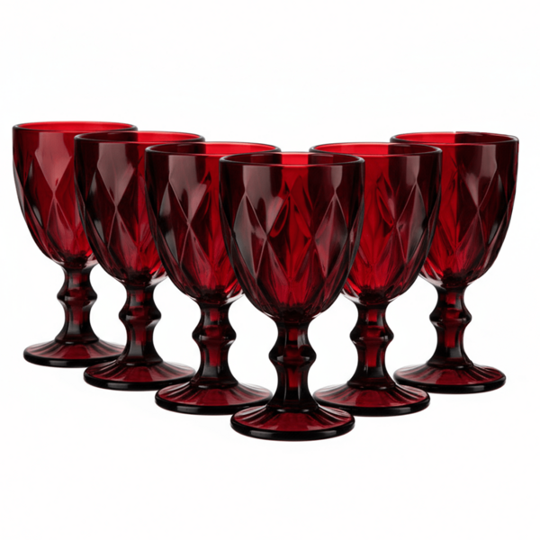 VITTORI MX Juego 6 copas vino agua cristal labrado vidrio color vintage, set de copas decorativas para mesa, ocasión especial o fiestas, diseño clásico elegante y duradero que realza la presentación de bebidas en reuniones familiares y eventos, cristal de alta calidad con acabados labrados únicos, resistencia al uso diario y fácil de limpiar, ideal para colección y decoración de vajilla de alta gama.
