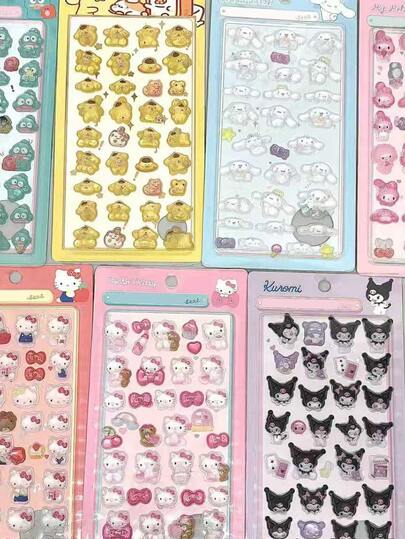 3Dカートゥーン ステッカー 1個、かわいい3Dネコ ステッカー、手作りステッカー、携帯電話デコレーション ステッカー、女の子へのギフト、ノートパソコン、ノート、学用品、入学準備品に適しています、ランダムカラー