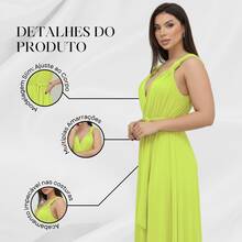 Women's Long Dress Various Ways To Wear Infinity Tie Party Graduation Wedding Baptism - 青檸色 - 查看 6