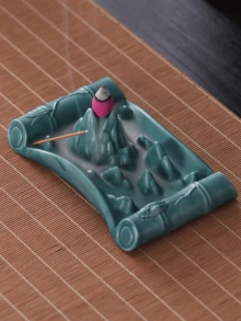 1pc Mountain-Shaped Incense Burner, Elegant High Mountain Waterfall Sandalwood Incense Holder, Suitable For Home Decor, Stick Incense, Backflow Incense Burner, Kitchen, Dining Table, Home Decor (No Electricity) - Multicolor - View 3