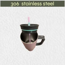 كوب عازل للحرارة والبرودة بسعة 40 أونصة مع غطاء وقش للسيارة - ارجواني فاتح - مشاهدة 3