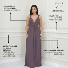 Women's Long Dress - Multiple Ways To Wear - Tie Detail - Infinity Style - Perfect For Parties, Graduations, Weddings, Christenings - 葡萄 - 查看 4