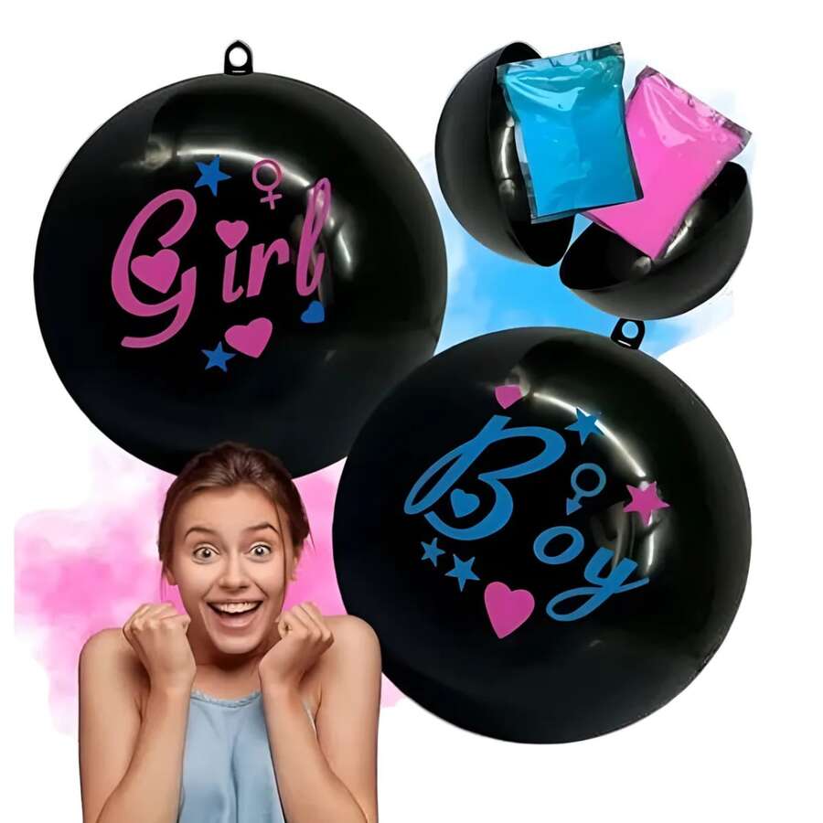Bola Chute Chá Revelação Menino Menina Bebe Festa Luxo - Azul - Visão 1