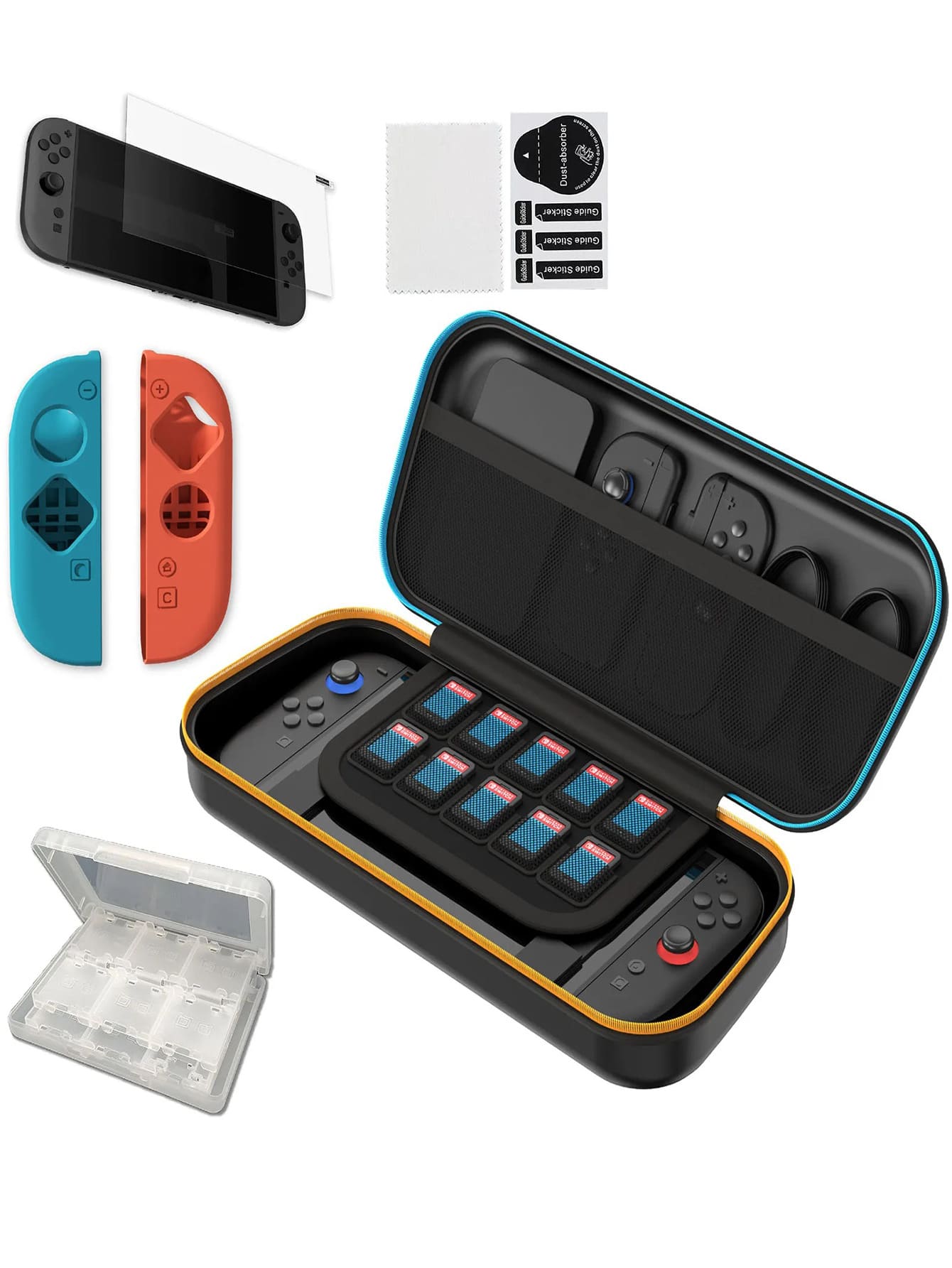 5-In-1 Accessories Kit For Switc.H 2 – Travel Carrying Case With 24 Game Card Slots, Screen Protector, Joy-Con Silicone Covers & Game Card Holder – Complete Protection Set For Console And Controllers - Multicolor - View 1