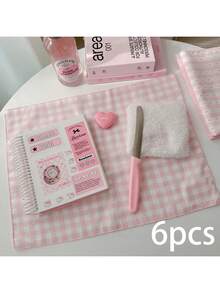 1件/6件装韩式ins风格子波点餐巾，营造氛围的桌面软装，用途广泛，可用于用餐、摄影、防尘