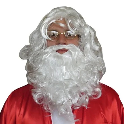 Peruca Papai Noel com Barba Média Fantasia Natalina Adulto Acessório Natal Completo