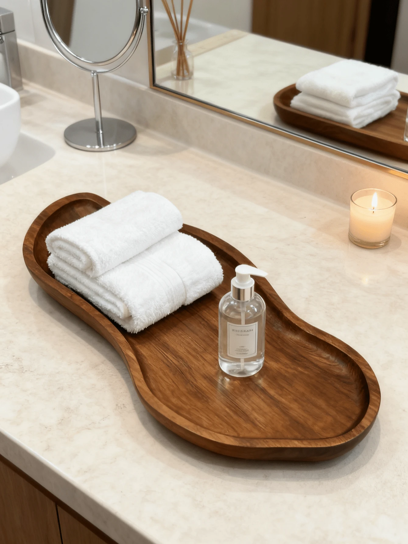 Khay gỗ đa năng - Khay gỗ trang trí nhà sang trọng, Khay phòng tắm tái sử dụng, Khay đựng đồ trang sức, Khay trang trí nhà cửa, phòng ăn, RV, tiệc chất lượng cao - màu nâu - Xem 1