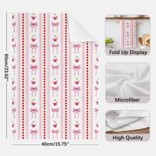 2条粉色水彩樱花蝴蝶结图案厨房毛巾，40*60厘米，柔软超细纤维材质，适用于家庭、厨房、餐厅、户外露营、桌面清洁、洗碗，节日礼物 - 彩色 - 查看 2