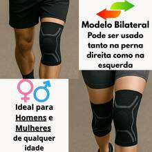 Joelheira Compressão Ortopédica Suporte Joelho Tensor Flexível Joelho Tipo Meia - Preto - Visão 5