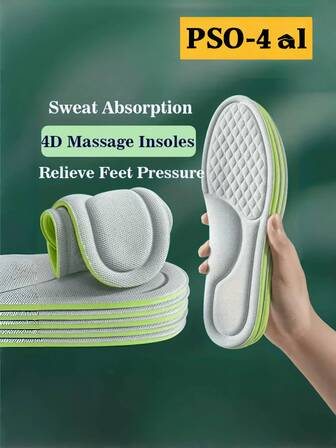 1 Pair Unisex 5D Rhombic Raised Massage Insoles, Nano Antibacterial, Deodorizing, Quick Dry Sports Shoe Inserts, Fit For Various Shoes,Shoes And Boots Accessories, Back To School Supplies