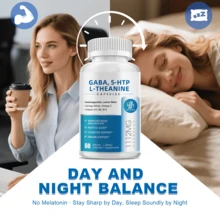 B BEWORTHS GABA Supplements 750mg With L Theanine, 5HTP, Ashwagandha, Lemon Balm, Ginkgo Biloba, Omega-3, 10 In 1 GABA Calm Capsules For Sleep, Relaxation, Focus, Mood Support, Cortisol Balance - 60CT - 60 Count (Pack of 1) - 查看 5