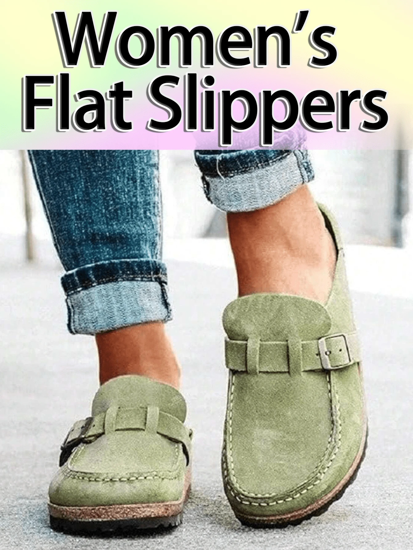 Womens Clogs Cow Suede Soft Footbed Unisex For Men Women Rubber Antislip Sole Slippers Mules Sandals With Adjustable Buckle - 綠色 - 查看 1