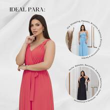 Women's Long Dress Various Ways To Use Multipurpose Infinity Tie Party Graduation Elegant - Rosado Sandía - Ver 5