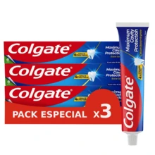 colgate Maximum Caries Protection Pasta de dientes (Entrega en 48 horas), Sabor a Menta, Pasta dental con extra de calcio, Esmalte 4 veces mas fuerte, con Flúor y Arginina, Tecnología Anticaries Superior, protección caries, dentífrico, crema dental, aliento fresco, pasta de dientes con menta, fortalecer el esmalte - Blanco - Ver 8