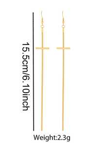 1pc Extra Long Stainless Steel Women's Earrings, Tassel Dangle Earrings, Punk Style, Gold Rectangular Shape With Tassel Detail To Flatter Face Shape, Suitable For Daily Wear, Parties, Music Festivals, Autumn/Winter Outfits - Earrings - View 3