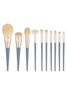 10pcs Essential Makeup Brush Set, Create Flawless Complexion, Includes High-Quality Synthetic Fiber Foundation Brush, Powder Brush, Concealer Brush, Eyeshadow Brush, Helps You Master Makeup Techniques. Painted Brush Handles, Ideal For Makeup Brush Set, Makeup Brush Kit, Complete Makeup Tools, Makeup Brush Set, Makeup Gift Set. - Blue - View 7