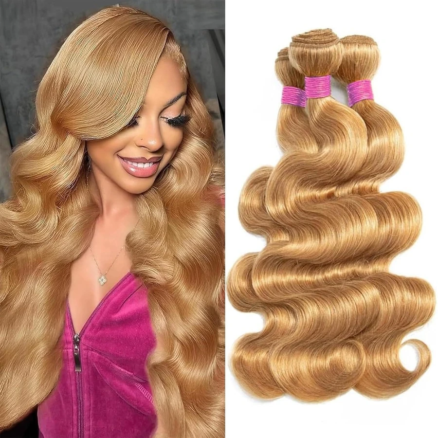 YOUNSOLO #27 Body Wave Bundles 100% Unprocessed Honey Blonde Human Hair Weave Brazilian #27 Colored Blonde Virgin Remy Hair Weft Women(16 18 20 Inch)Christmas Decoration,Christmas Gifts,Valentines Gifts Peluca De Cabello Humano,Human Hair,Wigs Human Hair,Wig,Christmas,Stocking Stuffers,Christmas Gifts,Hair, Maquillaje,Christmas Decrotions Gifts For Women,Gifts,Hair Stuff,Hair Accerssories,Suitable For Parties, Daily Use, Schools, Birthday Banquets And Other Occasions.Body Wave Yaki Straight Ocean Wavehuman Hair Wig Kpop Demon Hunters 9am Hair Store Human Hair Bob Wig Human Hair Human Hair Weft Real Hair Extensions Clip In Hair Weft Keratin Bond Hair Weft Seamless Hair Weft Christmas Hair Holiday Hair Extensions Festive Hair Pieces Christmas Glitter Hair Xmas Hair Accessories Crimson Red Human Hair Volumizing Hair Weft Christmas Human Hair Weft - Crimson Red Bouncy WaveLuxe Gifts For Moments That Matter. #PremiumGifts Your 2026 Beauty Glow-Up Awaits.Newyear - #27 - 查看 1