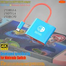 Dock 3 em 1 USB-C Hub Switch para Steam Deck, Adaptador Type-C para HDTV/USB/PD, Estação de Acoplamento para Laptop