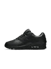 Nike Air Max 90 LTR 男士运动鞋，跑步缓震华夫格鞋底，光滑皮革覆面，彩色 TPU 鞋底片，单色设计，百搭耐穿，适合健身房、日常休闲穿着，黑色 CZ5594-001 - 黑色 - 查看 1