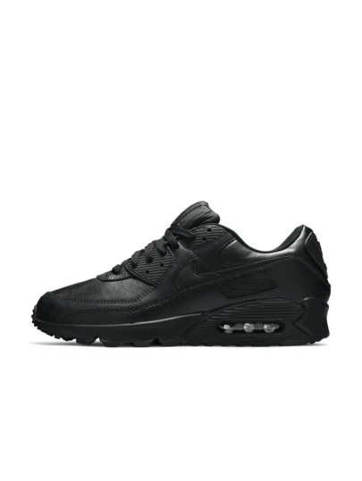 Nike Air Max 90 LTR Men Sneakers Running Cushioned Waffle Sole Smooth Leather Overlays Color Accented TPU Plates Monochrome Versatile Durable Gym Daily Casual Black CZ5594-001