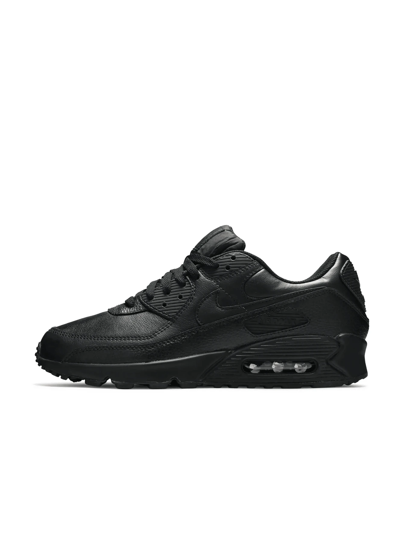 Nike Air Max 90 LTR 男士运动鞋，跑步缓震华夫格鞋底，光滑皮革覆面，彩色 TPU 鞋底片，单色设计，百搭耐穿，适合健身房、日常休闲穿着，黑色 CZ5594-001 - 黑色 - 查看 1